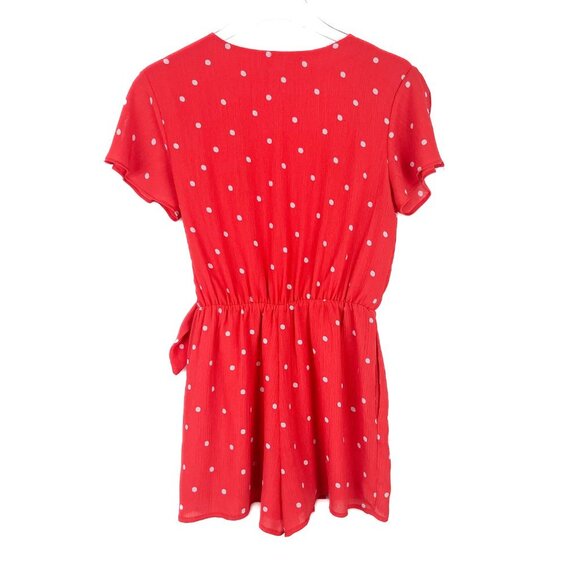 Vestique Polka Dot Tie Romper Lipstick Red Size Small S EUC L2611 - Picture 13 of 16